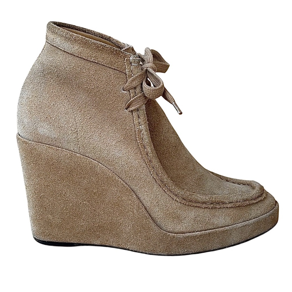 BALENCIAGA Sand Suede Lace Up Wedge Heels - Picture 9 of 14